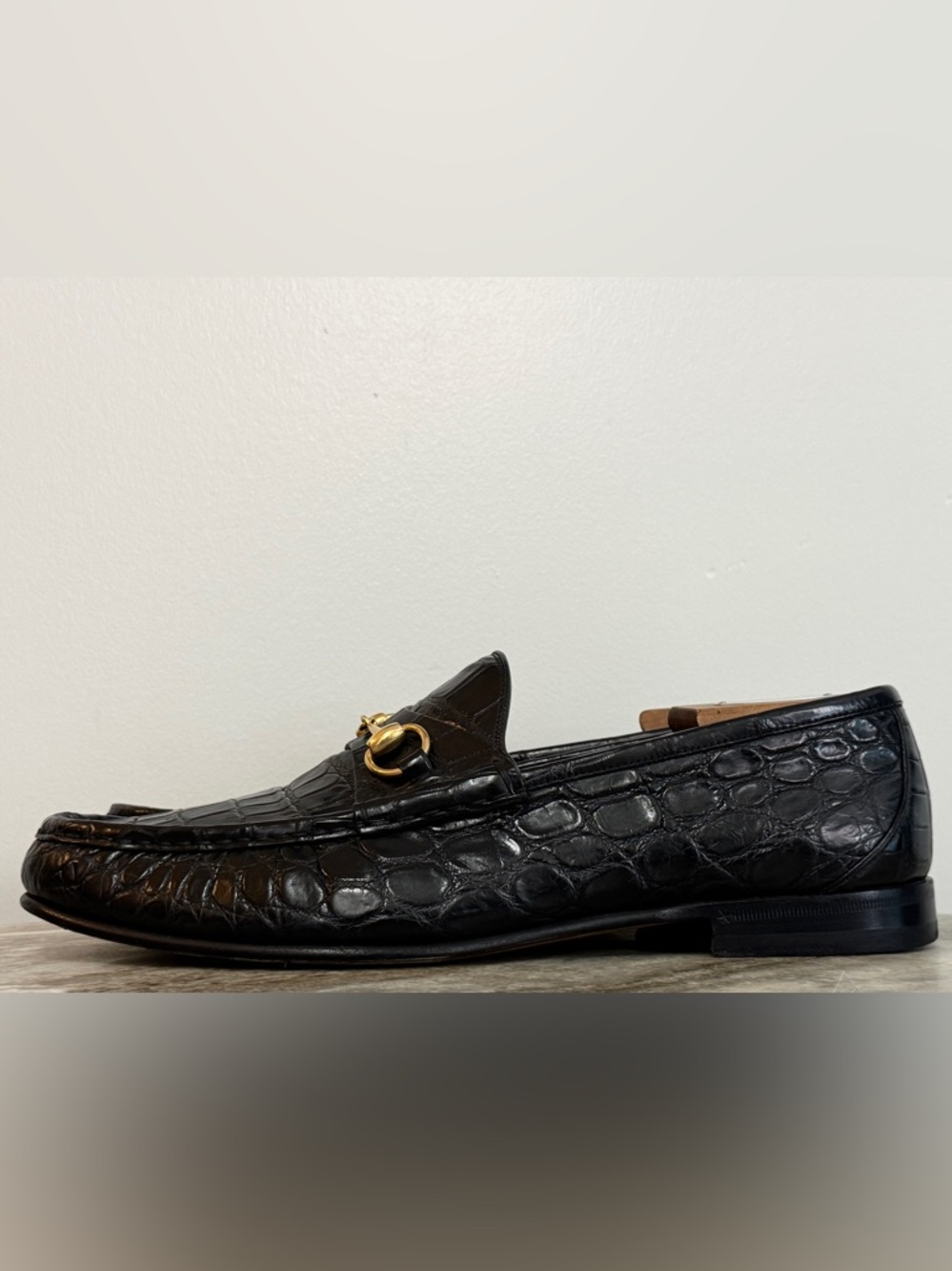 GUCCI 1953 CROCODILE LOAFERS BLACK HORSEBIT JORDAAN 12.5 / US  $4500 ALLIGATOR - Picture 4 of 11